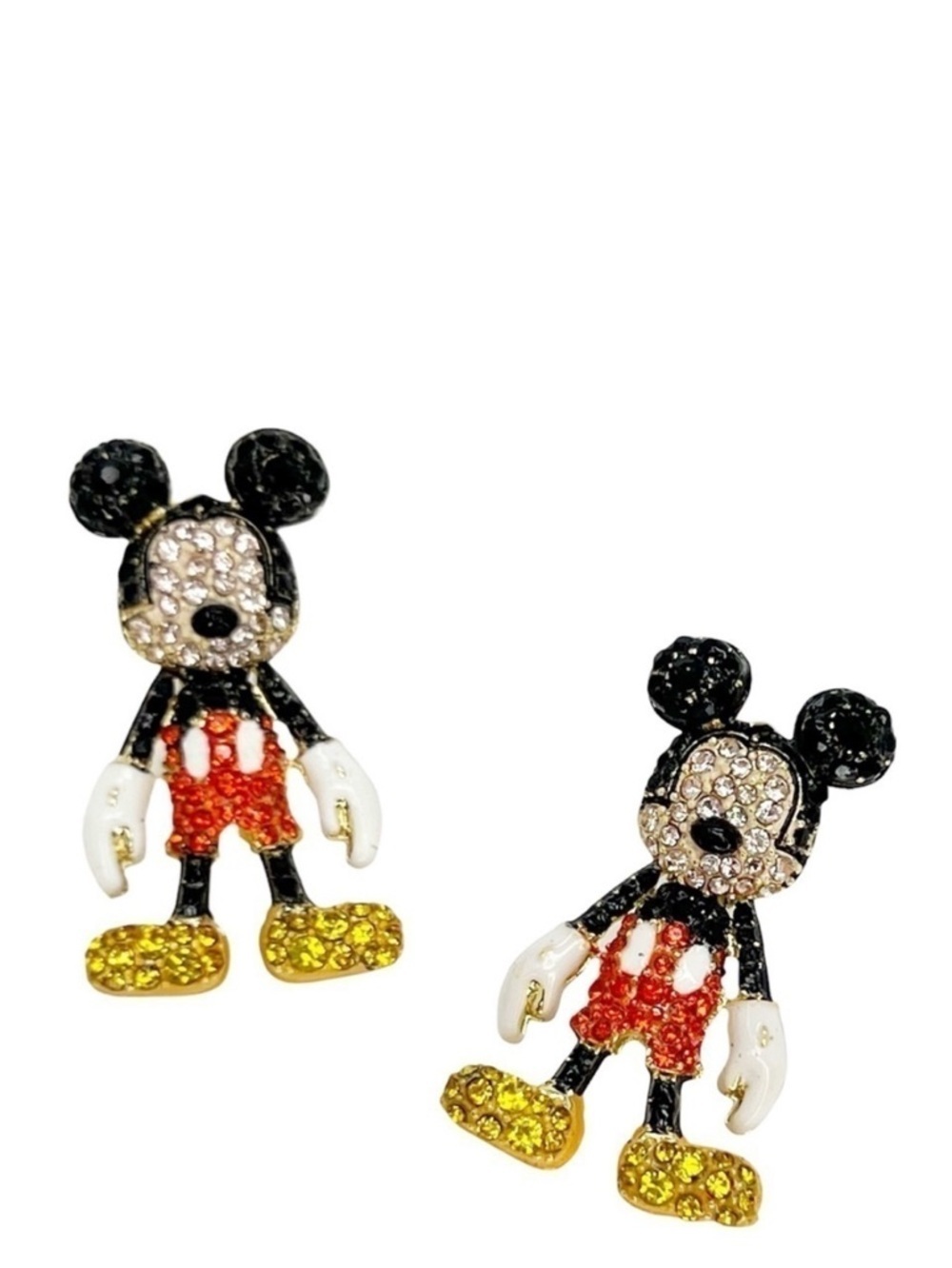 Disney x Baublebar Mickey Mouse Earrings Red Black Gold Crystals Dangle New NWT
